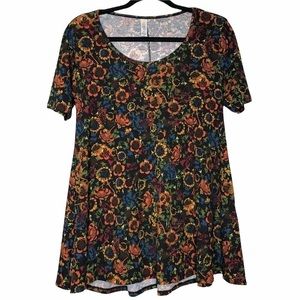 New - LULAROE Perfect T floral print yellow, red, navy, green & black Size XXS